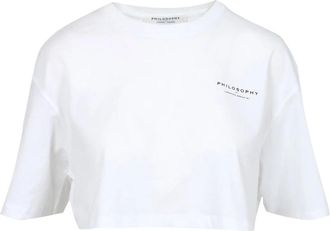 Philosophy di Lorenzo Serafini Cropped T-shirt met logo - Dames - T-shirts - Wit - M - Katoen - Tops