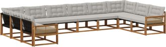 vidaXL Conjunto De Sof&aacute;s De Exterior 10 Uds. Natural Y Gris Claro Vidaxl