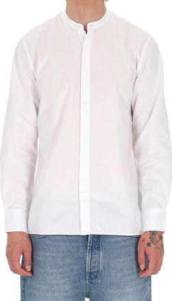 Officine G&eacute;n&eacute;rale Gaston Light Poplin Band Collar Shirt