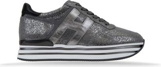 Hogan Gelamineerde Su&egrave;de Leren Sneakers Vrouwen - Dames - Sneakers - Grijs - 37 1/2 EU - Su&egrave;de - Schoenen