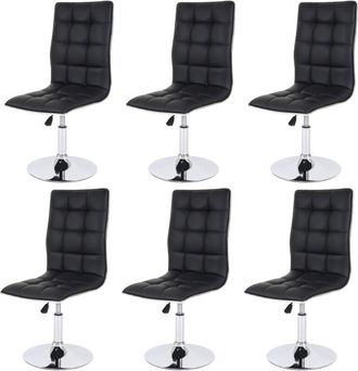 Hhg nunca usado] Lote de 6 sillas de comedor 834, silla silla de cocina, altura regulable giratoria, imitación de cuero certificado mvg, negro