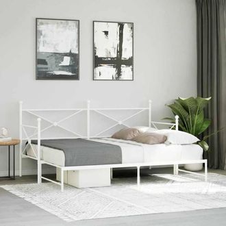 Berkfield Home Durable Daybed with Trundle without Mattress White 90x200 cm Steel
