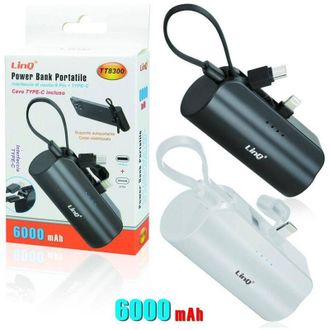 Trade Shop Trade Shop - Powerbank Batteria Portatile 6000mah 2 Uscite Lightning 8pin + Cavo Type-c Tt8300