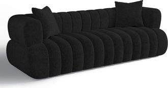 Sia Home Sof&aacute; cama 3 plazas terciopelo negro 225 cm