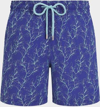 Vilebrequin Men & apos;s Mistral Embroidered X-Ray Seaweed Swim Shorts