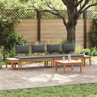 Berkfield Home 5 Piece Garden Dining Set in Solid Teak Wood in Brown