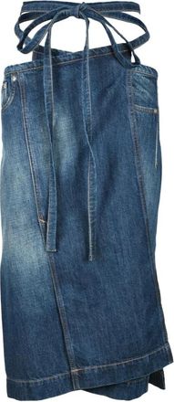 Sportmax Denim Omslagrok met Zakken - Dames - Spijkerrokken - Blauw - XS - Denim - Rokken