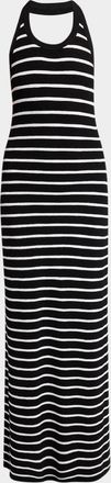 Proenza Schouler Meryl Striped Matte Viscose Rib Halter Maxi Dress