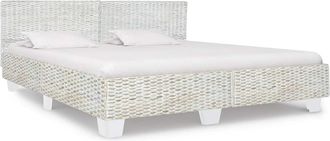 vidaXL Vidaxl - Estructura De Cama Sin Colch&oacute;n Rat&aacute;n Natural Gris 180x200 Cm