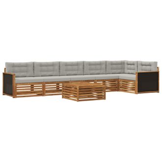vidaXL Conjunto De Sof&aacute;s De Exterior 7 Pcs Natural Y Gris Claro Vidaxl