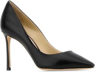 Jimmy Choo London Womens Romy Pump Black Leather Plastic Salpa