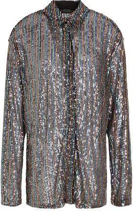 8 by YOOX STRIPED SEQUIN SHIRT