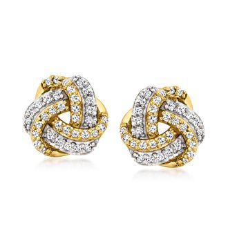 Canaria Canaria Diamond Love Knot Earrings in 10kt Yellow Gold