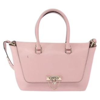 Valentino Pre-owned Demilune flap satchel - Dames - Pre-owned - Roze - Maat: ONE Size Leer