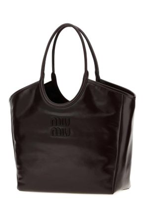 Miu Miu Womens Dark Brown Ivy Leather Shopping Bag Moro Borse A Mano