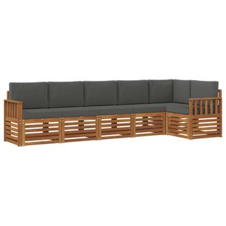 vidaXL Conjunto De Sof&aacute; Seccional Con Coj&iacute;n 6 Pcs Natural Y Antracita Vidaxl