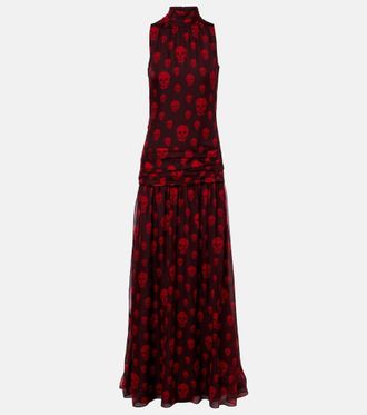 Alexander McQueen Skull silk maxi dress