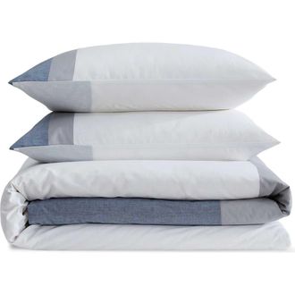 Calvin Klein Chambray Handkerchief Cotton Blend Comforter & Shams Set in Light /Medium Blue at Nordstrom, Size Full