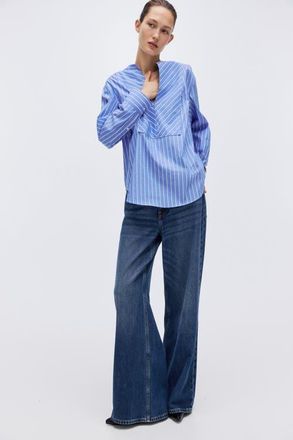H&M Oversized cotton shirt in Blue/striped at Nordstrom, Size X-Small