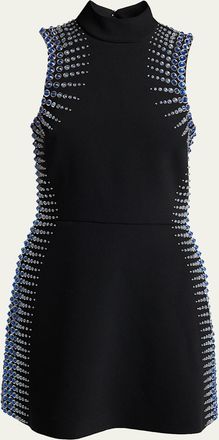 Casablanca Embellished Mock-Neck Sleeveless Mini Dress