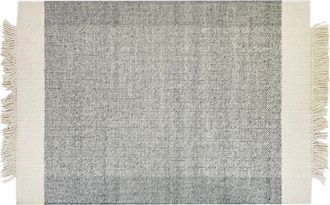 Beliani Alfombra De Lana Gris Blanco Crema 160 X 230 Cm Hecho A Mano Geom&eacute;trico Tatlisu