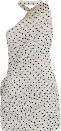 Alessandra Rich Womens Polka-Dot Mini-Dress White Silk