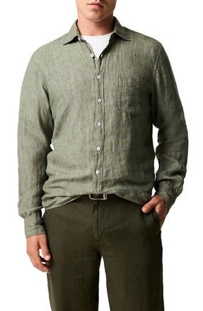 Rodd & Gunn Coromandel Button-Up Linen Shirt in Kelp at Nordstrom, Size Xxx-Large