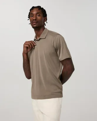 Vuori Clothing Short Sleeve Merino Wool Sweater Polo | Taupe | Medium