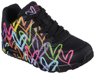 Skechers Sneaker SKECHERS UNO - HIGHLIGHT LOVE, Damen, Gr. 35, bunt (schwarz, multi), Lederimitat, Textil, kontrastfarbene Details, Schuhe Sneaker, Freizeitsch