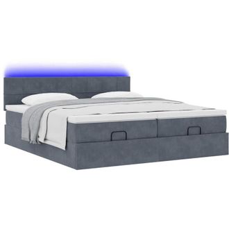 vidaXL Estructura Cama Otomana Colchones Terciopelo Gris Oscuro Vidaxl