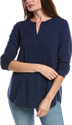 Forté Cashmere Pleat Back 1/4-Zip Cashmere Sweater