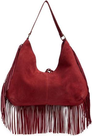 Free People Finn Fringe Leather Shoulder Bag in Chilled Merlot at Nordstrom