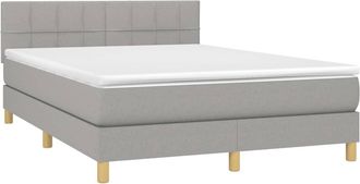 vidaXL Vidaxl - Cama Box Spring Con Colch&oacute;n Tela Gris Claro 140x190 Cm