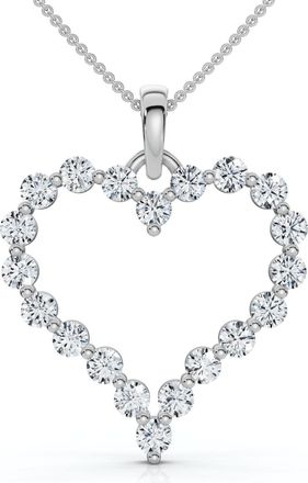 Pompeii3 1ct Diamond Heart Shaped Pendant 14K White Gold New