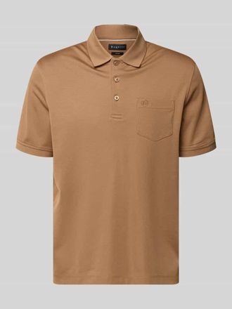 Bugatti Regular Fit Poloshirt mit Brusttasche und Label-Stitching in Hazel, Gr&ouml;&szlig;e XXXL