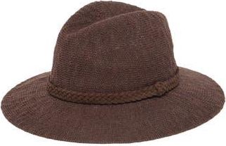 San Diego Hat Company Faux Suede Trim Knit Fedora in Chocolate at Nordstrom Rack