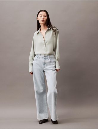 Calvin Klein Womens Classic Button-Down Tunic Shirt - Neutral - XS