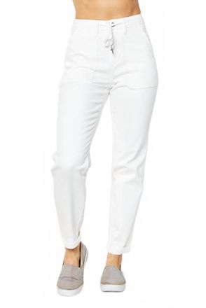 Judy Blue High Waist Garment Dyed Cuffed Jogger Pants In White
