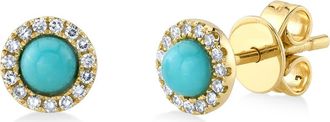 Allurez Diamond & Turquoise Stud Earrings 14K in 0.33Ct,yellow Gold at Nordstrom