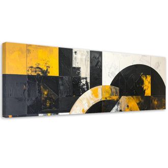 Feeby Impresi&oacute;n De Imagen, Abstracci&oacute;n C&iacute;rculos Formas Negro Amarillo, 120x40
