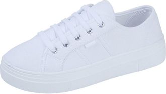 Sergio Rossi Ladies Platform Canvas Trainers Womens LACE UP Pumps Chunky Flatform Sneakers Shoes White UK 8