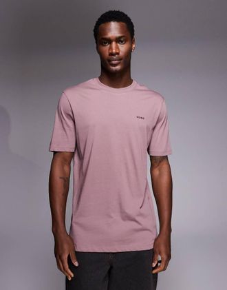 HUGO BOSS HUGO Red - Dero - T-shirt marrone chiaro con logo tono su tono-Rosso