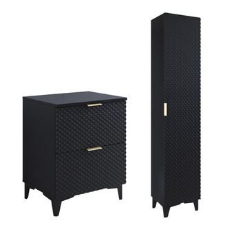 Petits Meubles Conjunto mueble bajo lavabo 60 cm paneles laminados negro