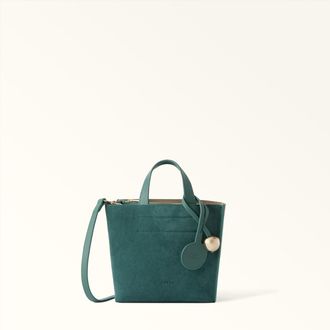 Furla Divide It Borsa Shopping Mini Toni Edera Green Verde Camoscio + Pelle Di Vitello Sidney Donna