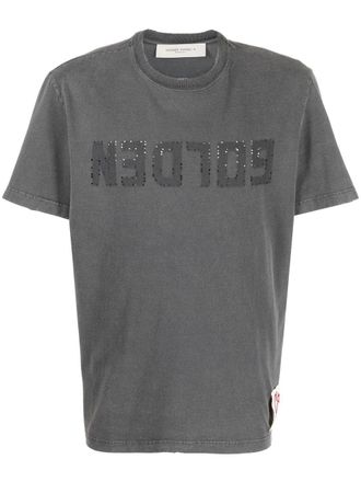 Golden Goose Goldene Gans Golden Ms Regul&auml;res T-Shirt aus Baumwolljersey im Used-Look mit Logo