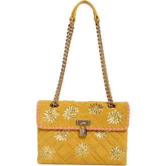 Kurt Geiger Brixton Sequin Flower Suede Shoulder Bag in Dark Yellow at Nordstrom Rack