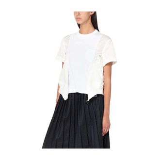 sacai Tops, Dames, Wit, L, T-Shirts
