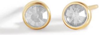 Mint & Lily Birthstone Bezel Studs in Gold-Tone /April Diamond at Nordstrom