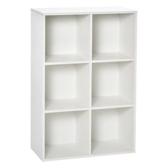 HOMCOM Homcom - Estanter&iacute;a Para Libros Estantes De Madera De 3 Niveles Con 6 Cubos De Almacenaje Para Sala De Estar Dormitorio Oficina 65,5x30x97,5 Cm