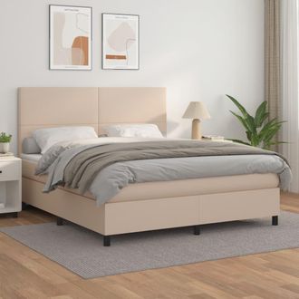 vidaXL Vidaxl - Cama Box Spring Con Colch&oacute;n Cuero Sint&eacute;tico Capuchino 180x200cm